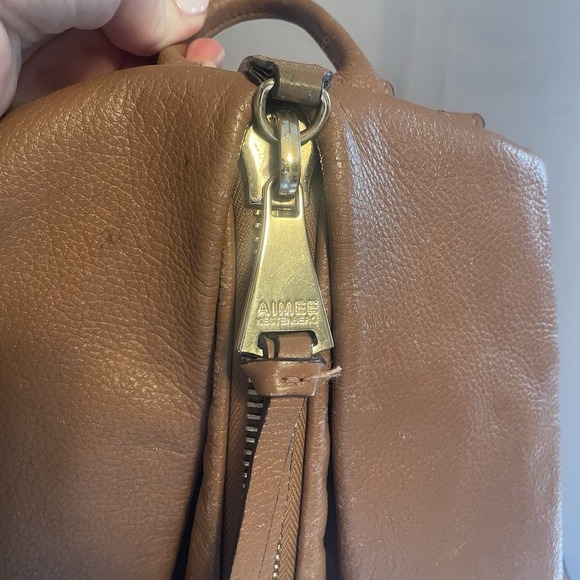 Aimee Kestenberg Tamitha Full Size Pebbled Leather Backpack Purse Carmel Brown - Picture 3 of 16